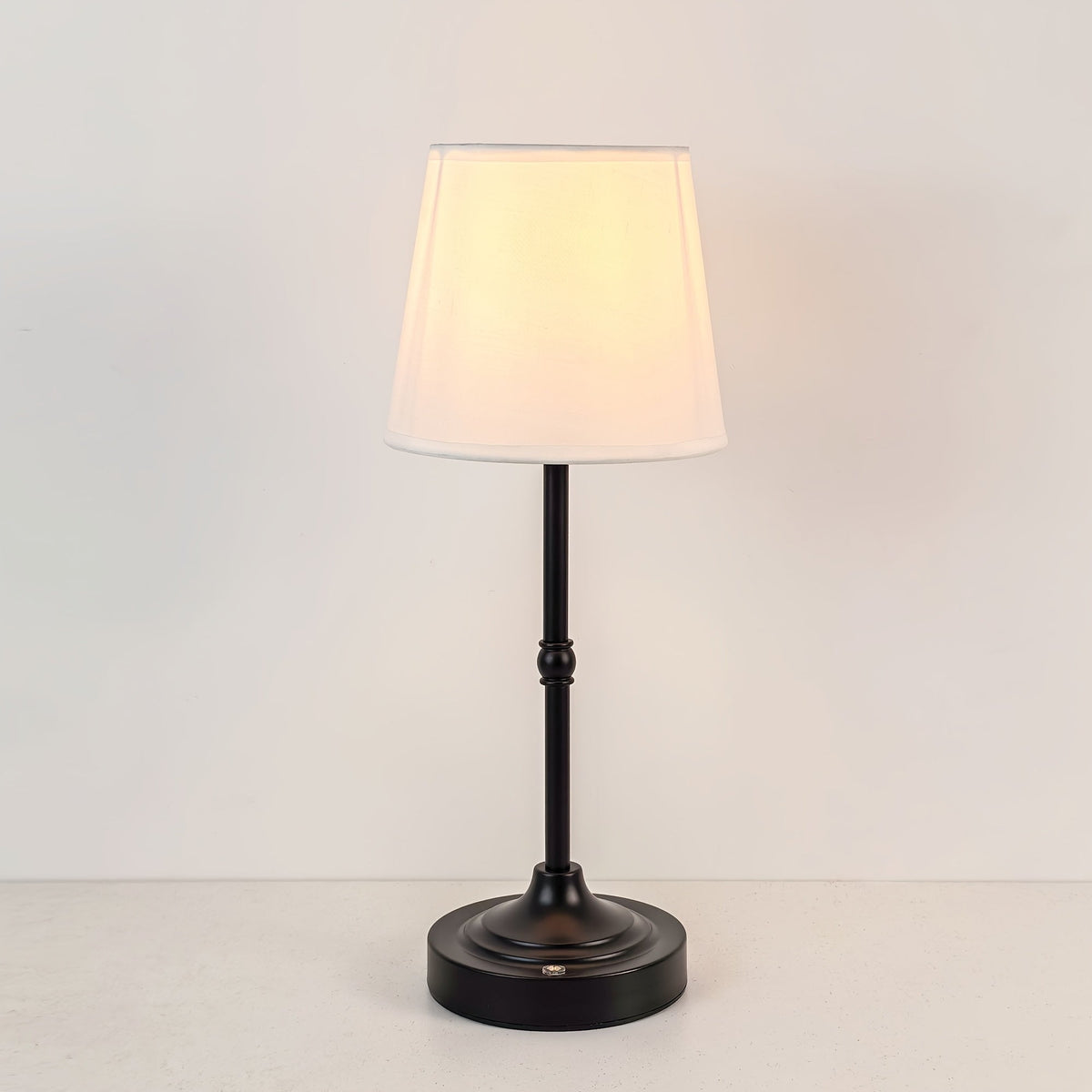 Brushed Metal Fabric Shade Rechargeable Cordless Touch Table Lamp