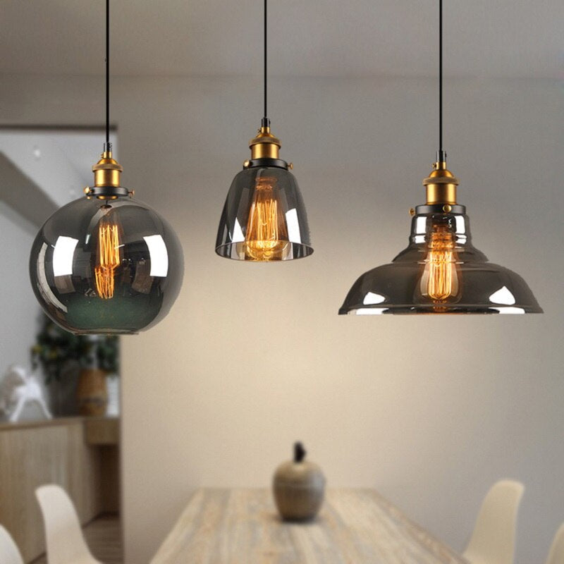 Cylindrical Crystal Glass Adjustable Height Pendant Light