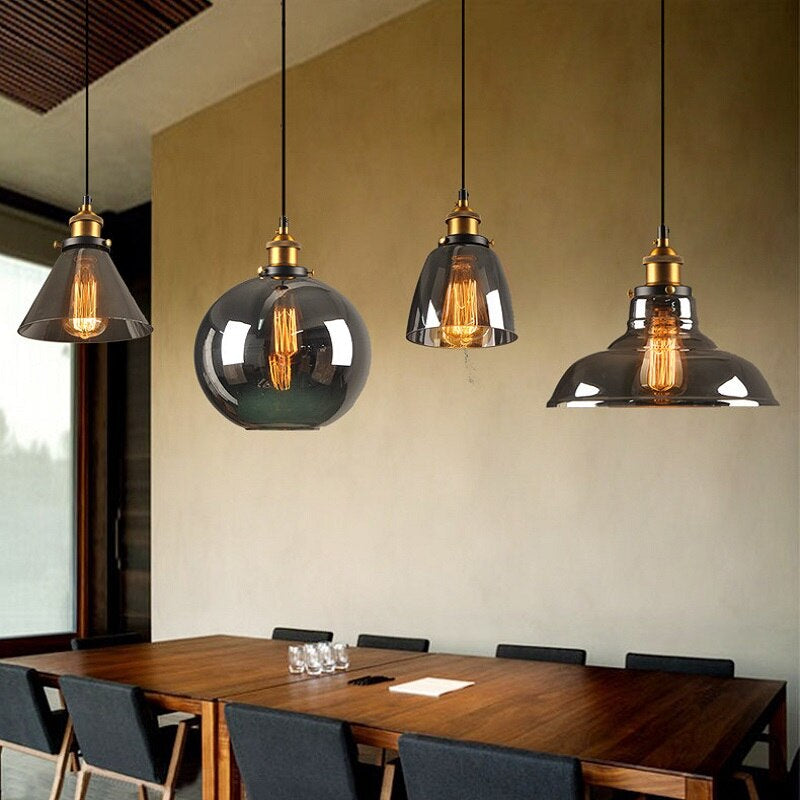 Cylindrical Crystal Glass Adjustable Height Pendant Light