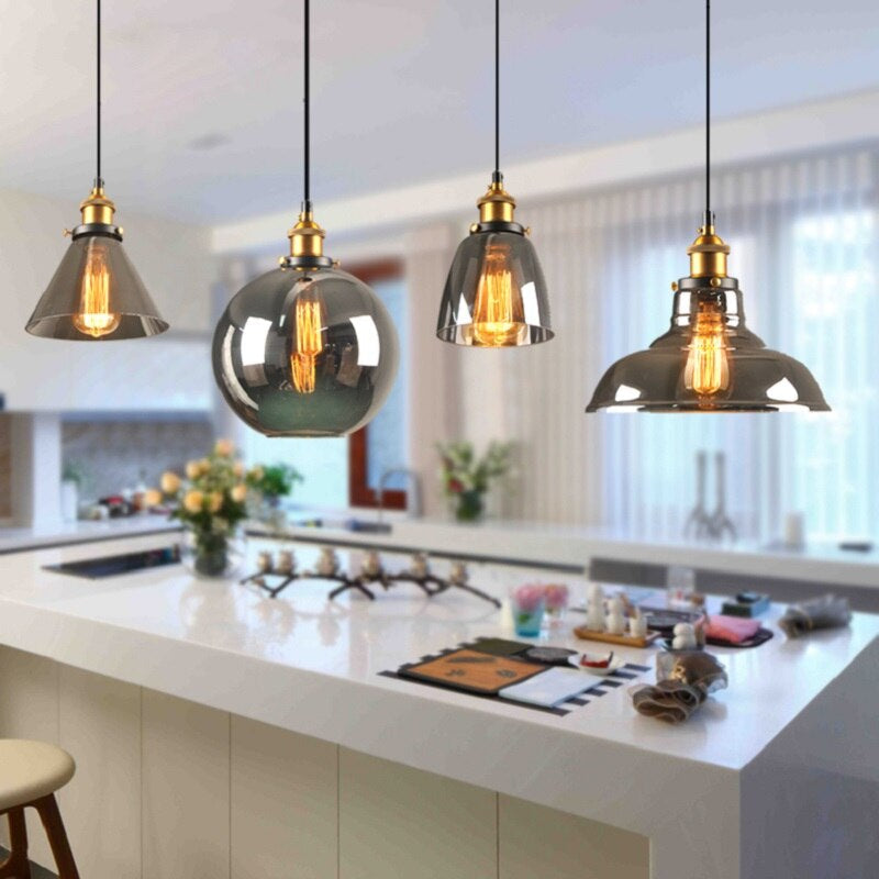 Cylindrical Crystal Glass Adjustable Height Pendant Light