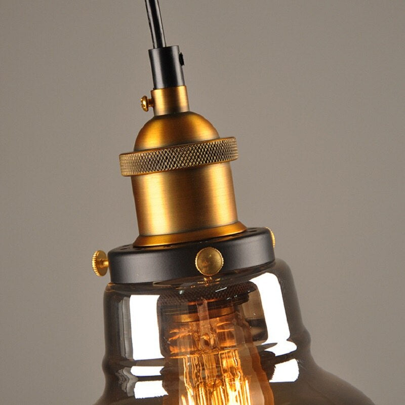 Cylindrical Crystal Glass Adjustable Height Pendant Light