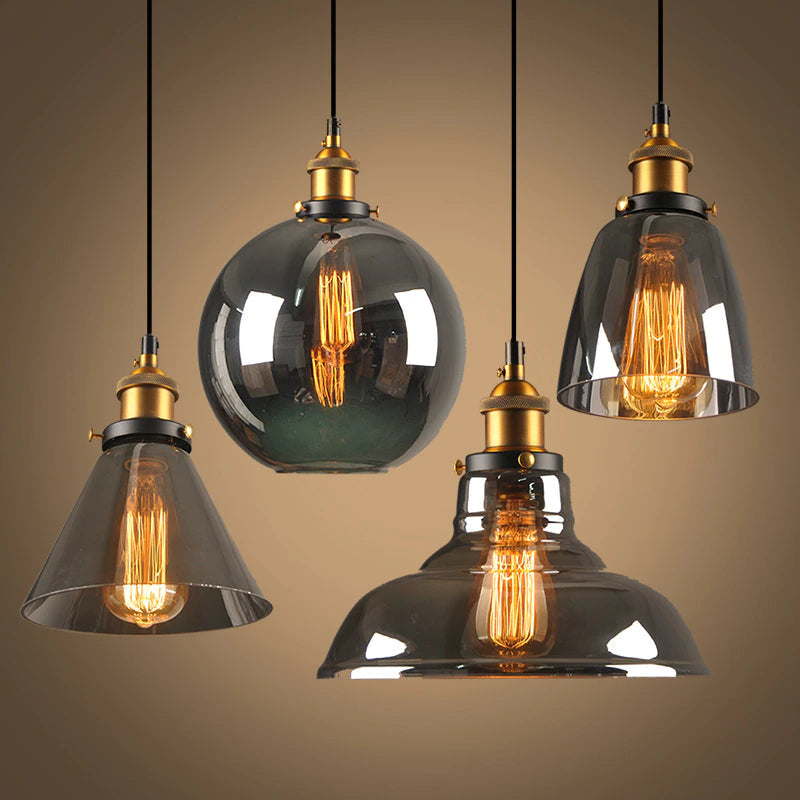 Cylindrical Crystal Glass Adjustable Height Pendant Light