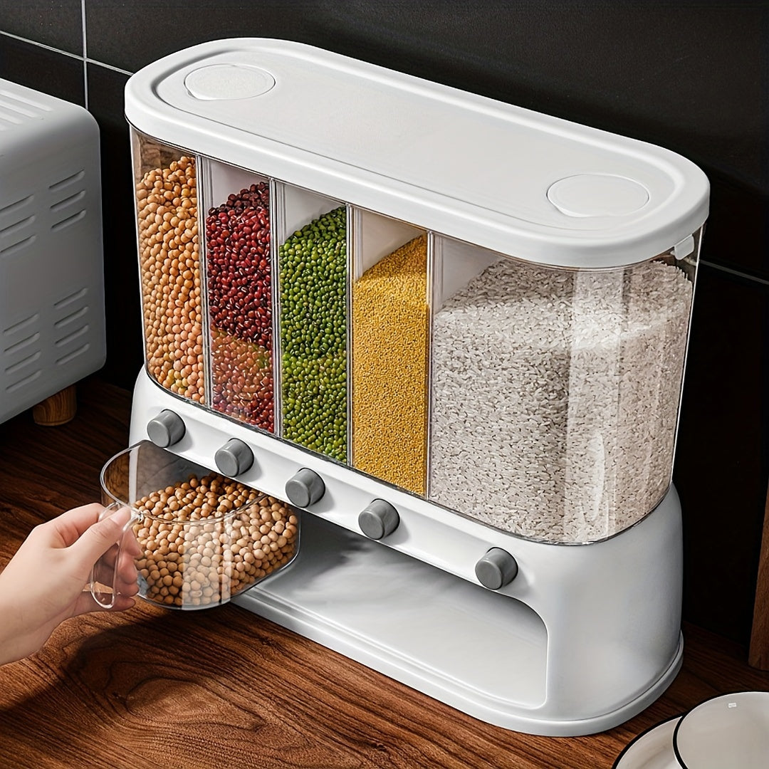 Transparent Compartmentalized Airtight Flip-Top Pantry Grain Storage Container
