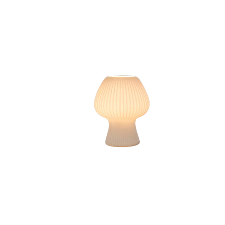 Vintage Ribbed Glass Mushroom Bedside Table Lamp