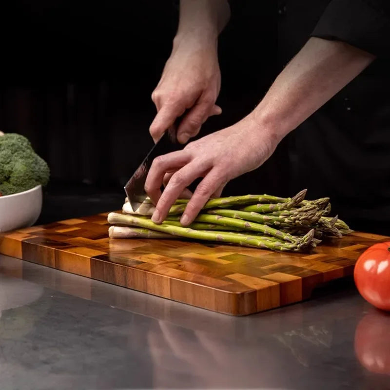 Acacia Wood Double-Sided Drainage System Cutting Board