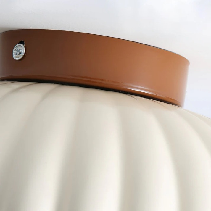 Ribbed Iron Frosted Glass Globe Flush Mount Ceiling Light