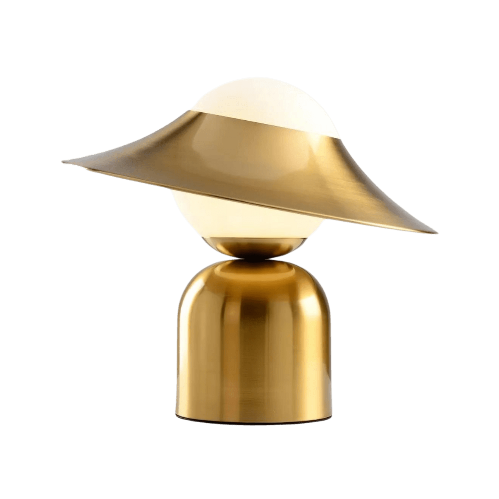 Retro Metal and Glass Dimmable Table Lamp with Playful Hat Shape