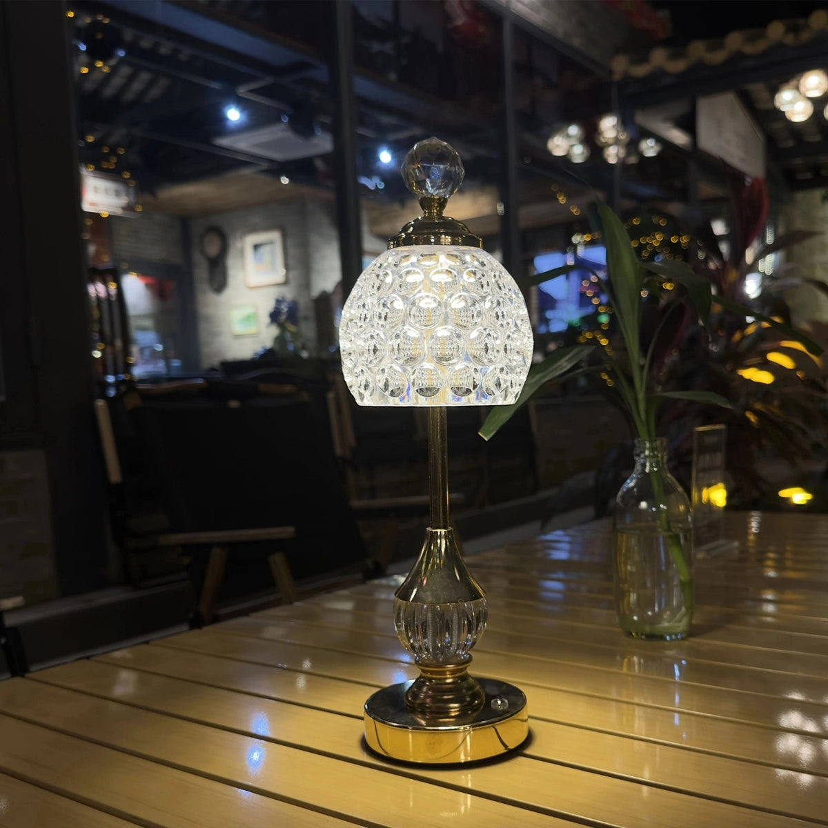 Sculpted Crystal Shade Touch Dimming Rechargeable Cordless Table Lamp