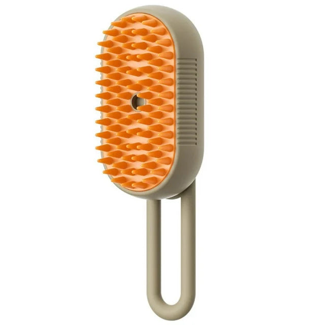 Ergonomic Rotating Handle Steam Spray Pet Grooming Brush Massager