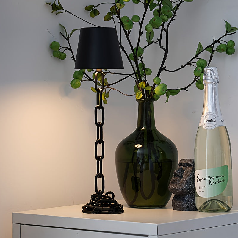 Sculptural Chain-Link Industrial Rechargeable Touch Control Table Lamp