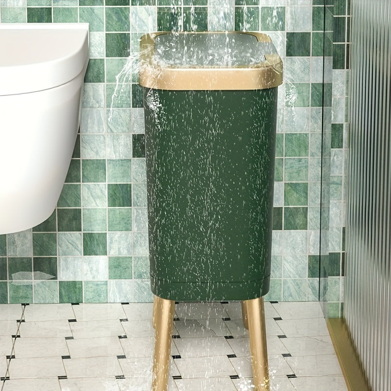 Slim Rectangular Elevated Leg Flip Top Trash Can