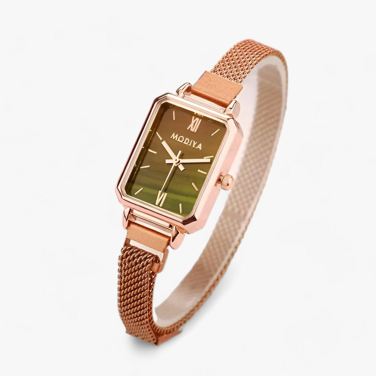 Square Face Mesh Band Magnetic Clasp Quartz Wrist Watch