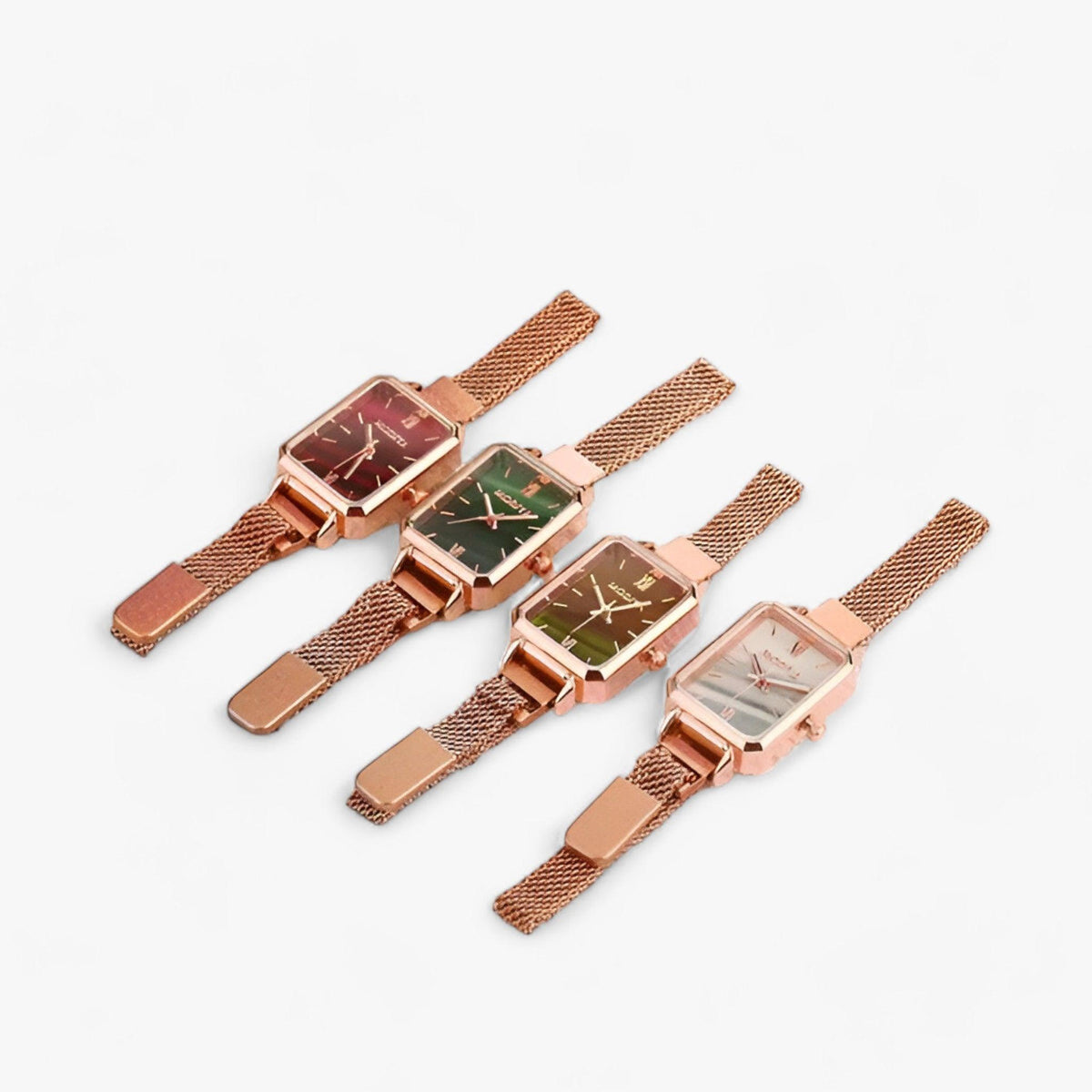Square Face Mesh Band Magnetic Clasp Quartz Wrist Watch
