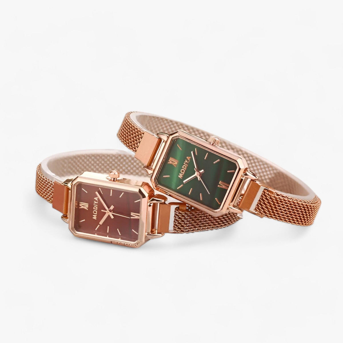 Square Face Mesh Band Magnetic Clasp Quartz Wrist Watch