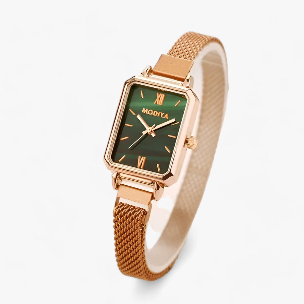 Square Face Mesh Band Magnetic Clasp Quartz Wrist Watch
