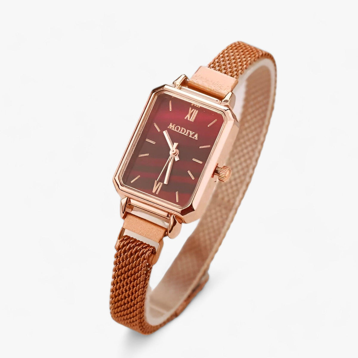 Square Face Mesh Band Magnetic Clasp Quartz Wrist Watch