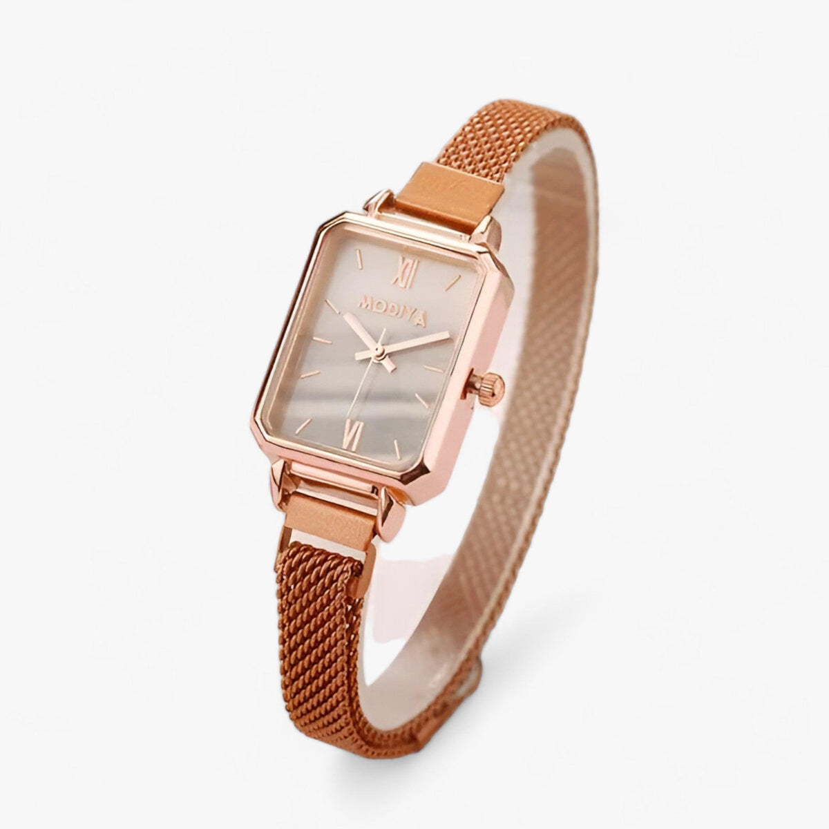 Square Face Mesh Band Magnetic Clasp Quartz Wrist Watch