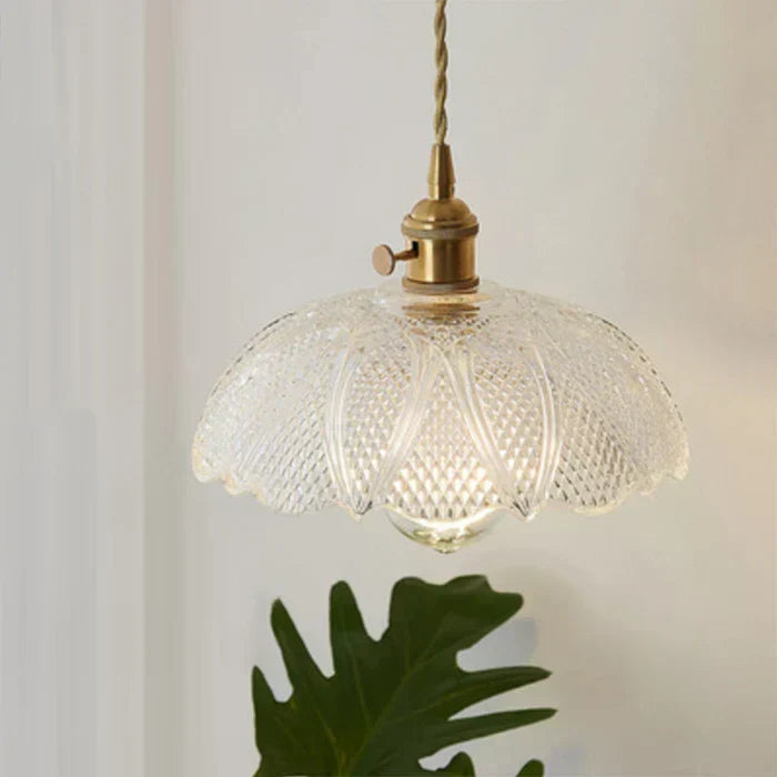 Hand-Blown Glass Round Shade Industrial Dining Pendant Light