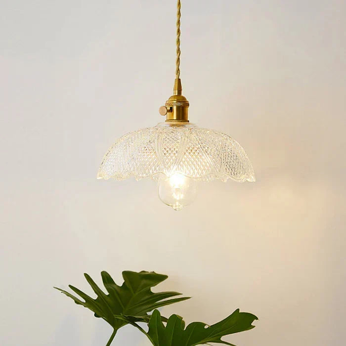 Hand-Blown Glass Round Shade Industrial Dining Pendant Light