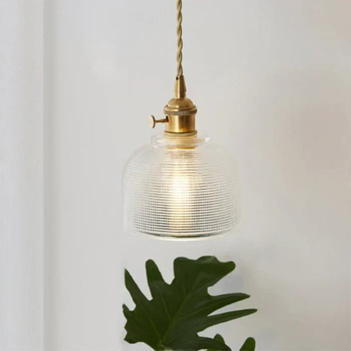 Hand-Blown Glass Round Shade Industrial Dining Pendant Light