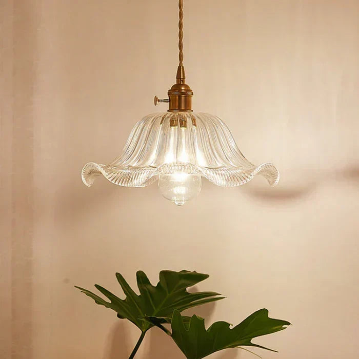 Hand-Blown Glass Round Shade Industrial Dining Pendant Light