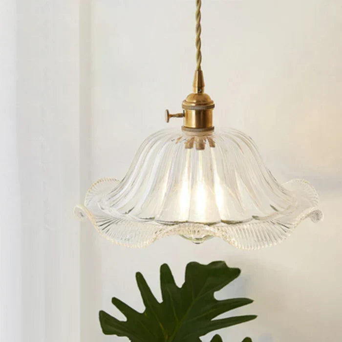 Hand-Blown Glass Round Shade Industrial Dining Pendant Light