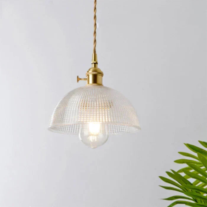 Hand-Blown Glass Round Shade Industrial Dining Pendant Light