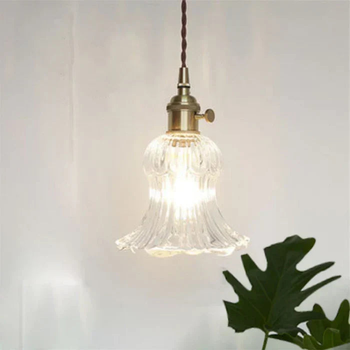 Hand-Blown Glass Round Shade Industrial Dining Pendant Light