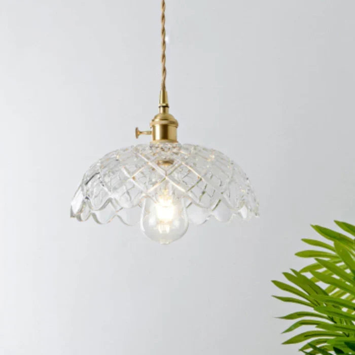 Hand-Blown Glass Round Shade Industrial Dining Pendant Light
