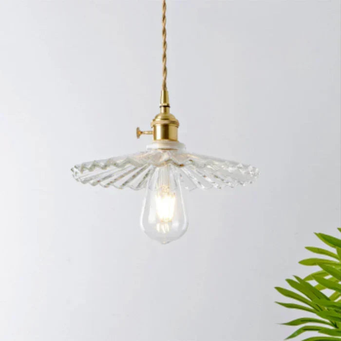 Hand-Blown Glass Round Shade Industrial Dining Pendant Light