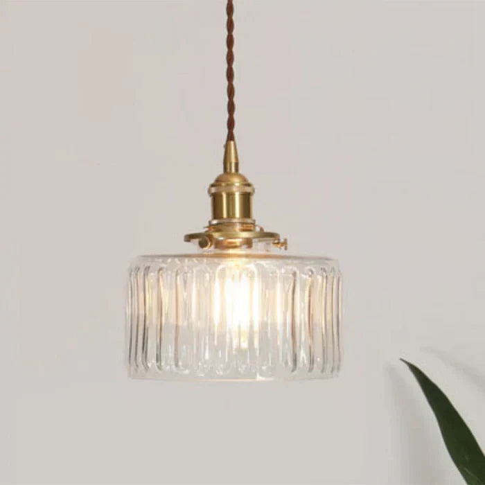 Hand-Blown Glass Round Shade Industrial Dining Pendant Light