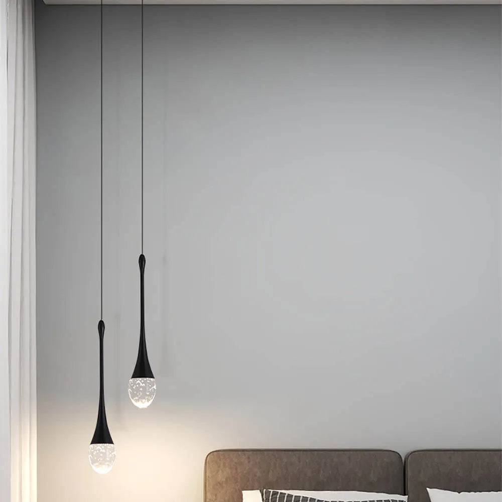Minimalist Drop-Shaped Glass Adjustable Height Pendant Light