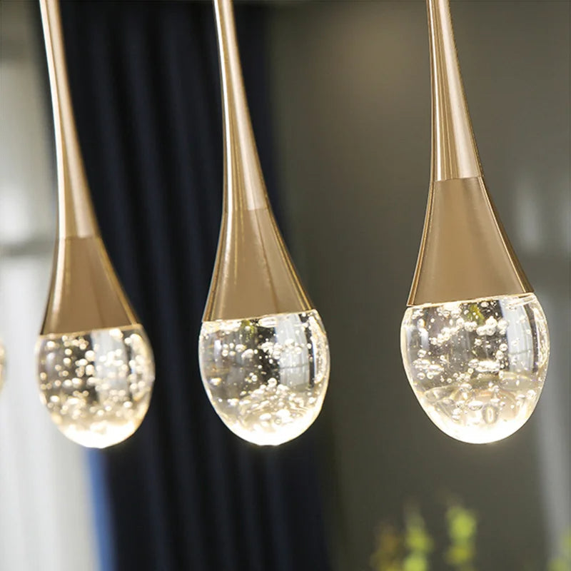 Minimalist Drop-Shaped Glass Adjustable Height Pendant Light