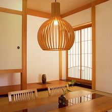 Handcrafted Solid Wood Natural Grain Rustic Pendant Light