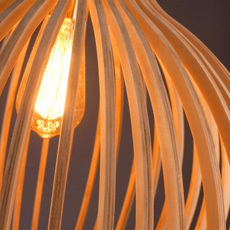 Handcrafted Solid Wood Natural Grain Rustic Pendant Light