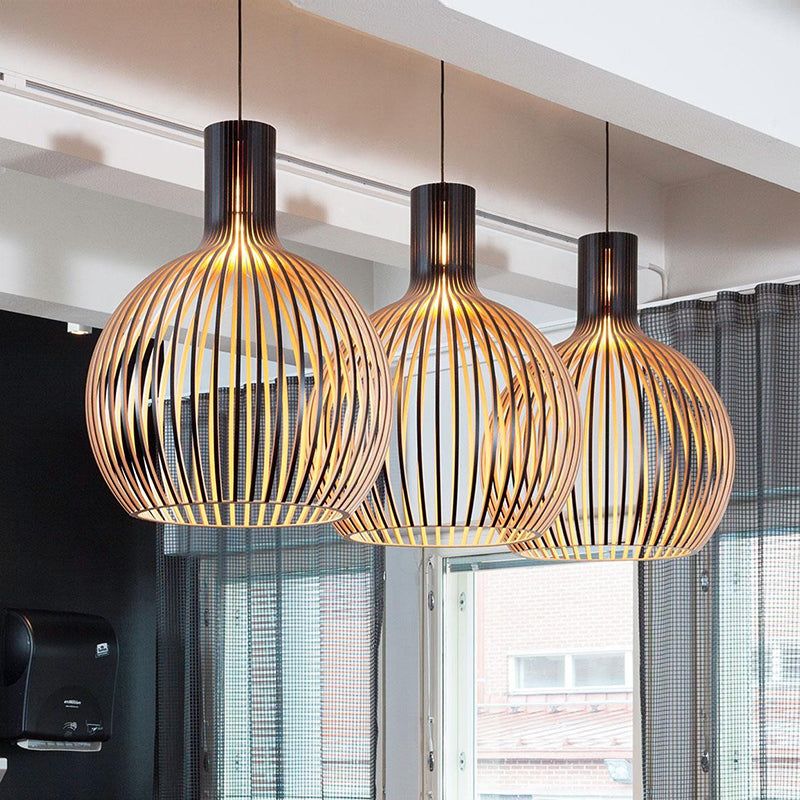 Handcrafted Solid Wood Natural Grain Rustic Pendant Light