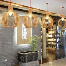 Handcrafted Solid Wood Natural Grain Rustic Pendant Light
