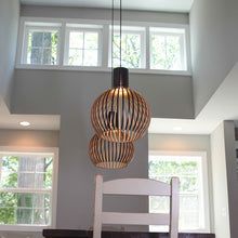 Handcrafted Solid Wood Natural Grain Rustic Pendant Light