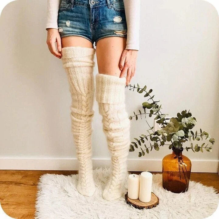 Soft Breathable Knitted Wool Stretch Tall Socks