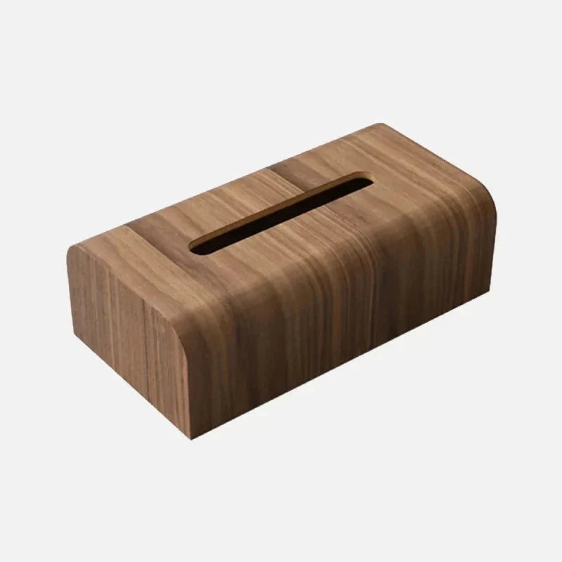 Curved Edge Solid Walnut Wood Tissue Box Holder