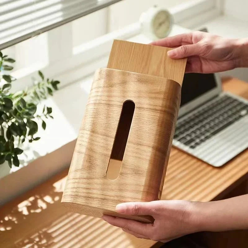 Curved Edge Solid Walnut Wood Tissue Box Holder