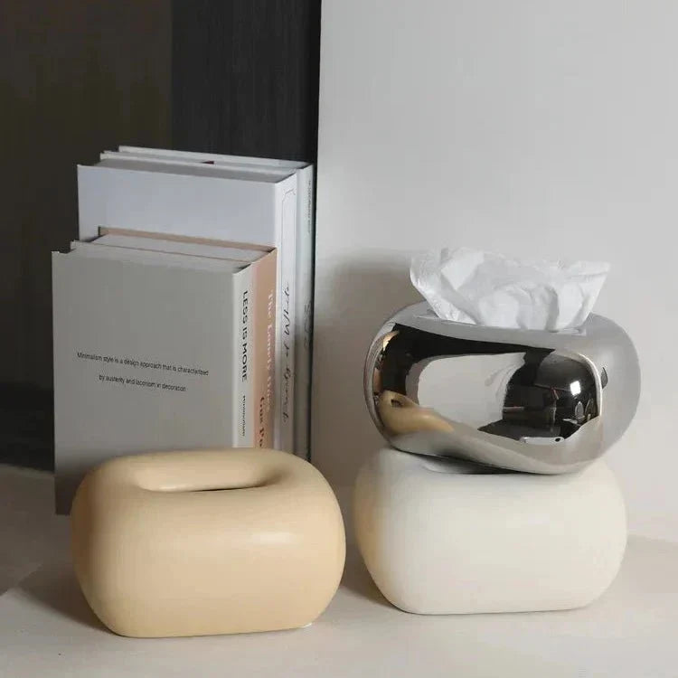 Minimalist Smooth Glossy Ceramic Tissue Box Cover