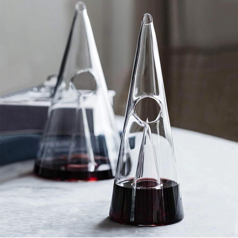Sleek Conical Glass Wine Carafe Decanter