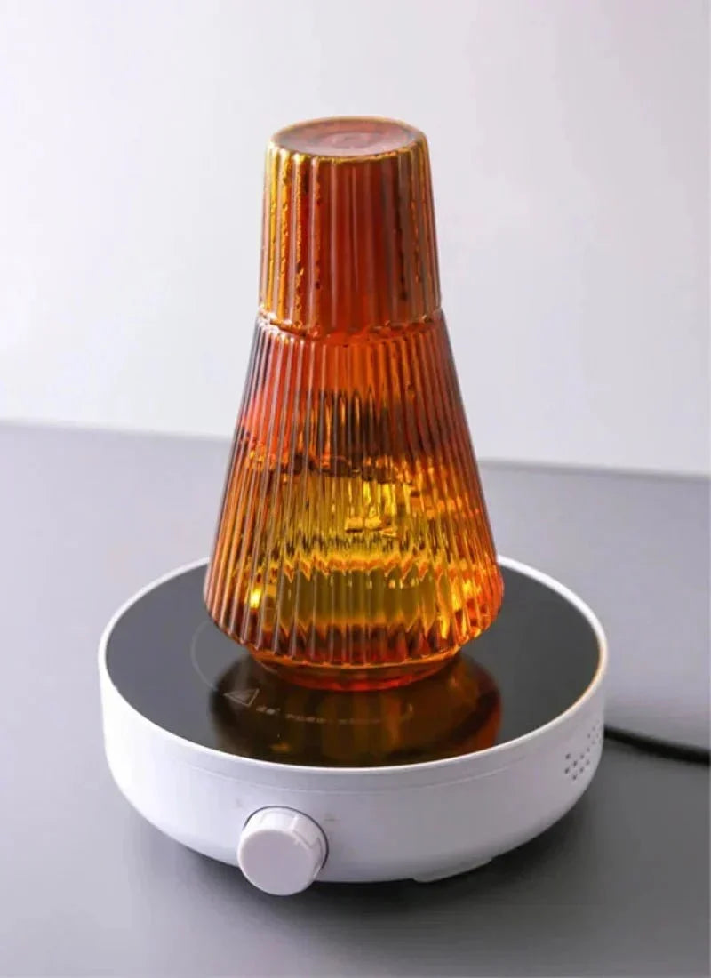 Pleated Borosilicate Glass Water Carafe With Stacking Tumbler Set