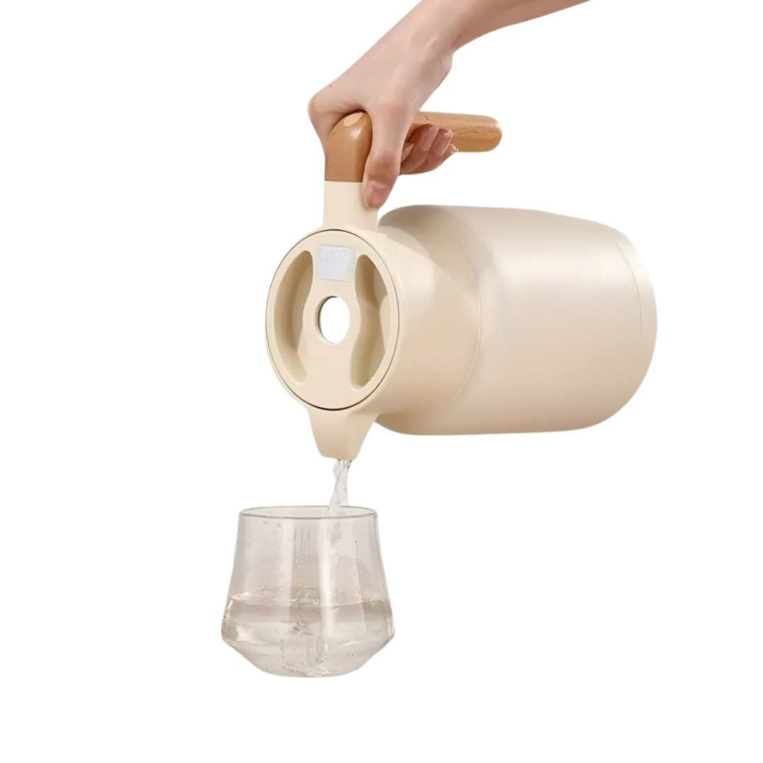 Wooden Handle Double Wall Stainless Steel Insulated Carafe