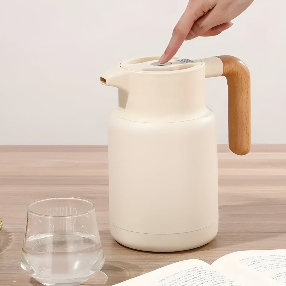 Wooden Handle Double Wall Stainless Steel Insulated Carafe
