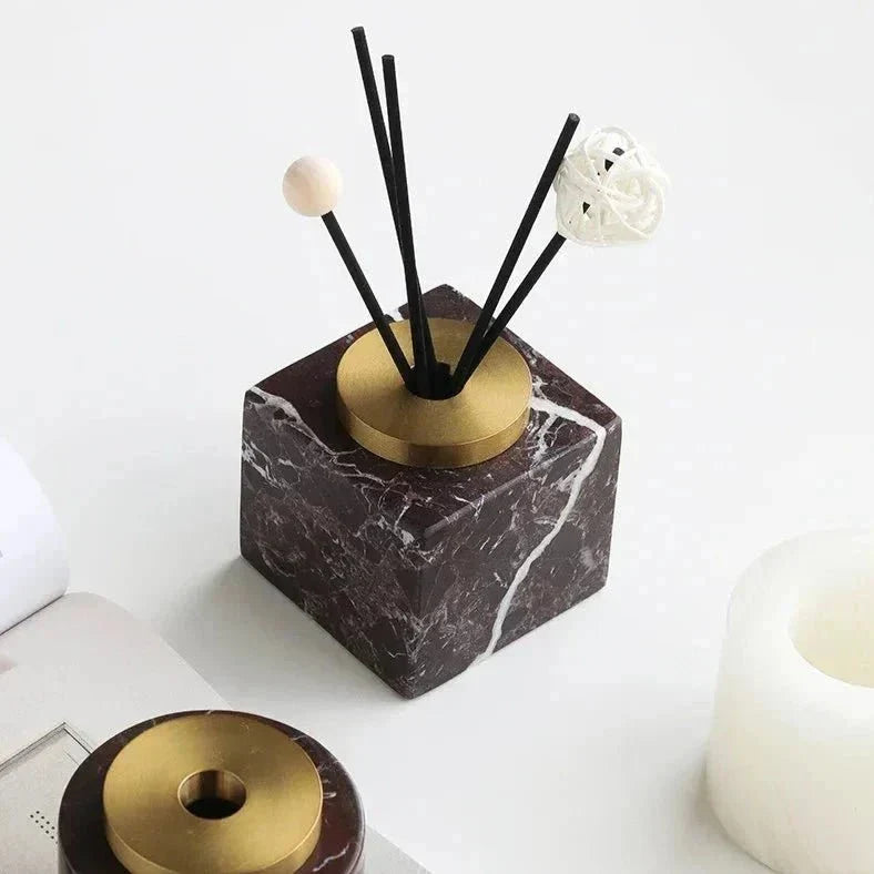 Handcrafted Natural Marble Minimalist Aroma Diffuser Sculpture Vase