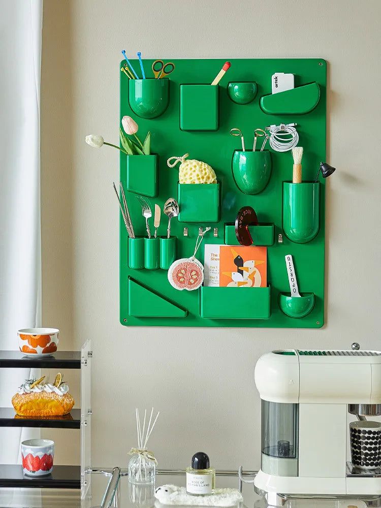 Multi Pocket Hooks Clips Plastic Wall Storage Shelf Organizer