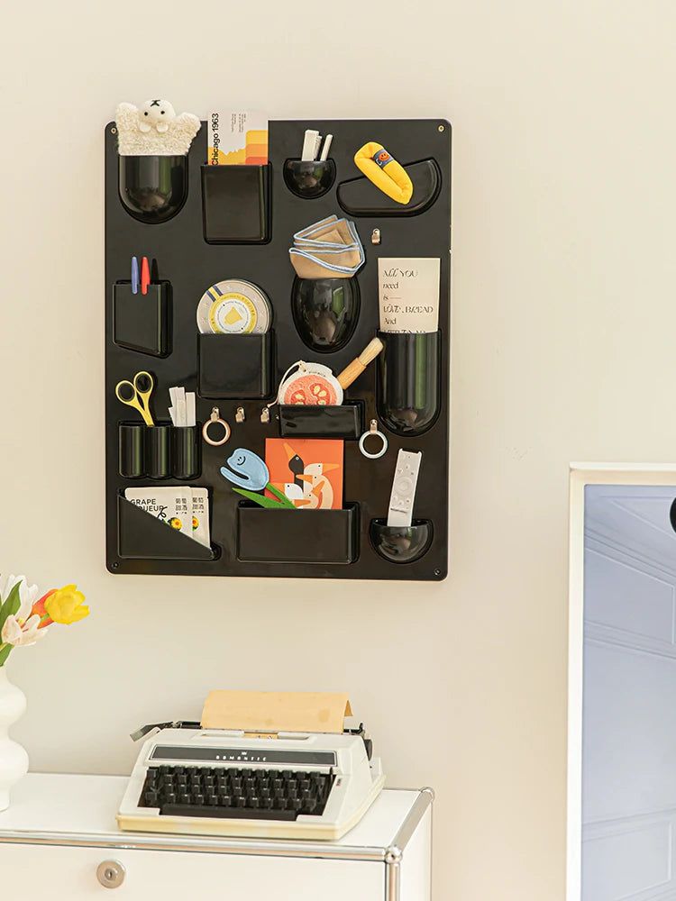 Multi Pocket Hooks Clips Plastic Wall Storage Shelf Organizer