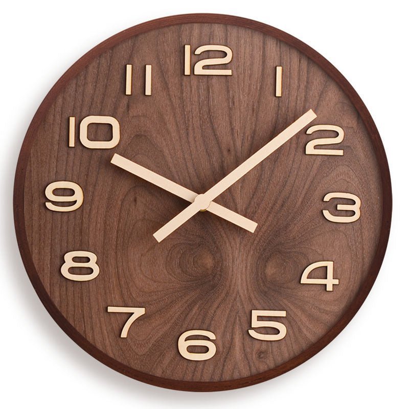 Minimalist Natural Grain Solid Walnut Silent Wall Clock